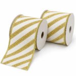 PACK X2 CINTA FRANJAS DORADAS Y BLANCAS 10CMX10YD