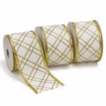 PACK X3 CINTA BLANCA LINEAS DORADAS 6.3CMX10YD