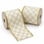PACK X2 CINTA BLANCA LINEAS DORADAS 15CMX10YD