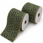 PACK X2 CINTA VERDE FIG. MANDALAS DORADAS 6.3CMX10YD