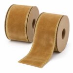 PACK X2 CINTA GAMUZADA DORADA BORDE BRILLANTE DOR 3.8CMX10YD