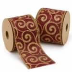 PACK X2 CINTA VINOTINTO ARABESCOS DORADOS 6,3cm x 10yd