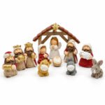 PESEBRE INFANTIL ROJO/VERDE/AZUL 10FIG 8cm