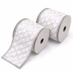 PACK X2 CINTA BLANCA ROMBOS PLATEADOS 2,5"x10yd