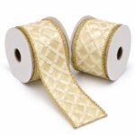 PACK X2 CINTA DORADA BRILLANTE ROMBOS 1,5"x10yd