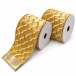 PACK X2 CINTA DORADA ROMBOS 2,5"x10yd