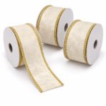 PACK X3 CINTA CREMA DECORADA 1,5"x10yd