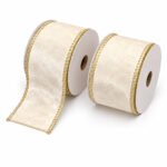 PACK X2 CINTA CREMA DECORADA 2,5"x10yd