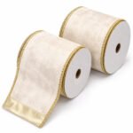 PACK X2 CINTA CREMA DECORADA 4"x10yd
