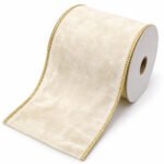 CINTA CREMA DECORADA 6"x10yd