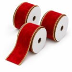 PACK X3 CINTA ROJA DECORADA 1,5"x10yd