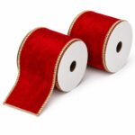 PACK X2 CINTA ROJA DECORADA 2,5"x10yd