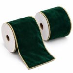 PACK X2 CINTA VERDE OSCURO DECORADA 4"x10yd