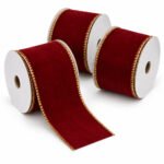 PACK X3 CINTA VINOTINTO BORDE DORADO 2,5"x10yd